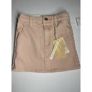 Jessica Simpson Girls Pink Denim Sage Skirt Braided Side Adjustable Waist Size 5